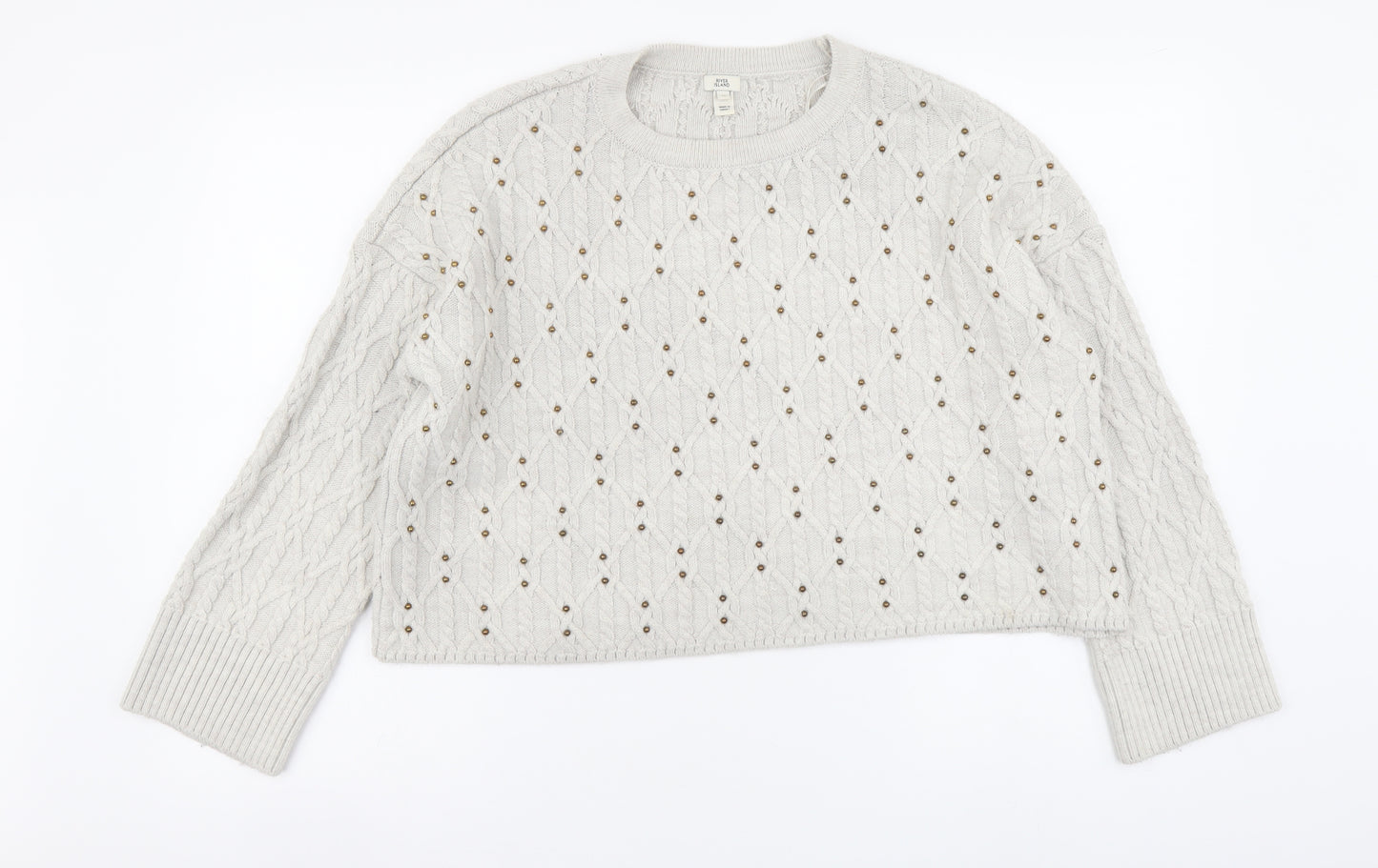 River Island Womens Grey Round Neck Acrylic Pullover Jumper Size M