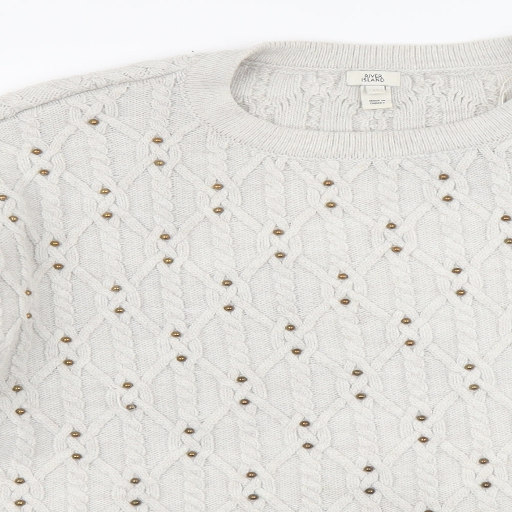 River Island Womens Grey Round Neck Acrylic Pullover Jumper Size M