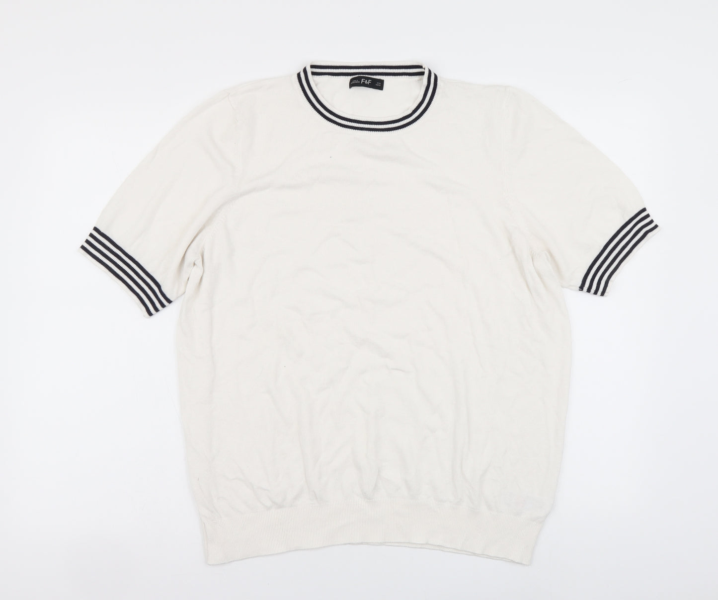 F&F Womens White Viscose Basic T-Shirt Size 22 Round Neck