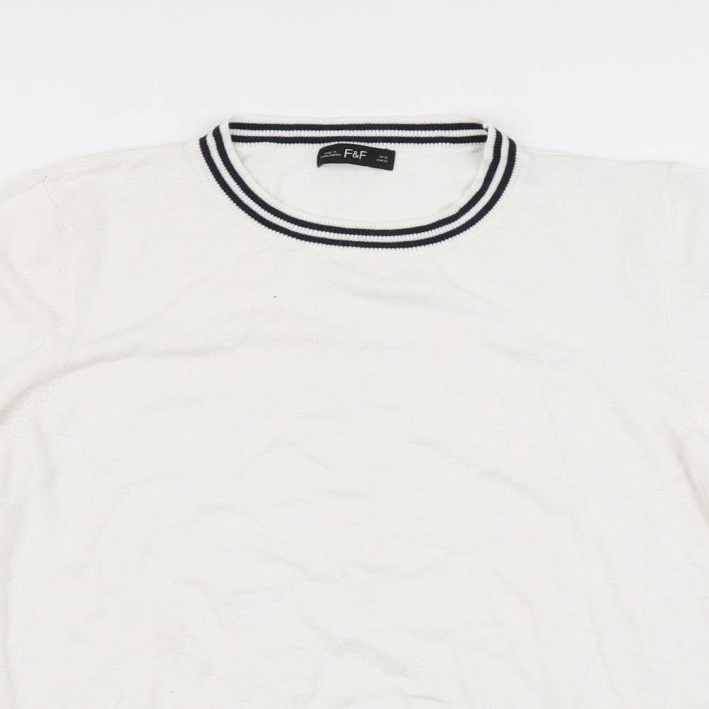 F&F Womens White Viscose Basic T-Shirt Size 22 Round Neck