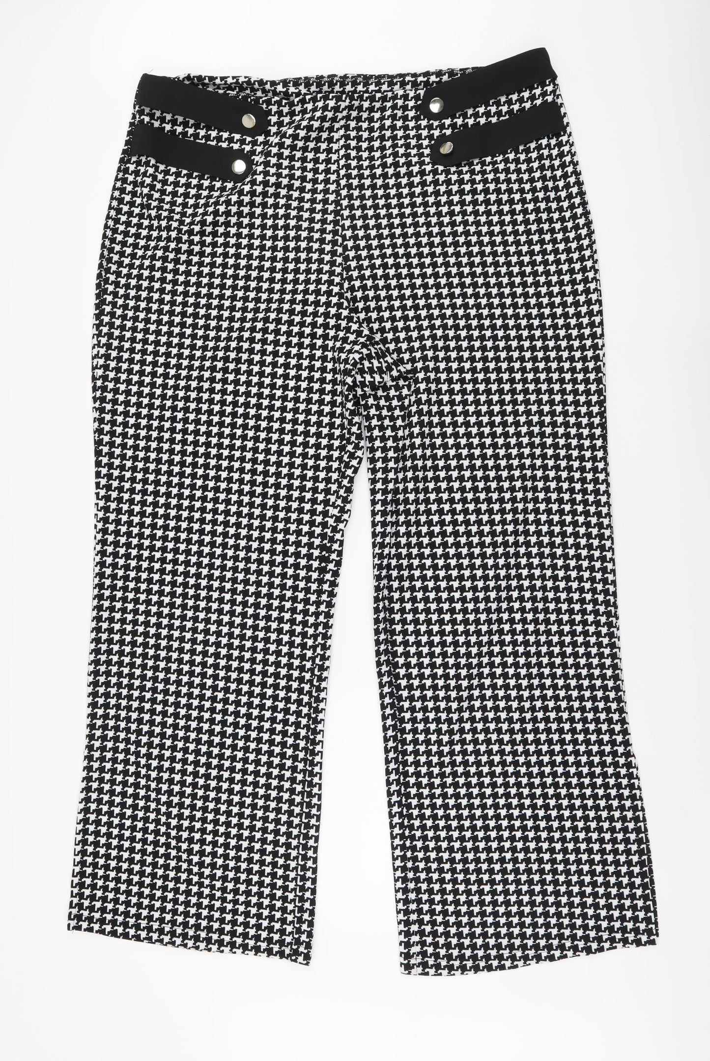 SheIn Womens Black Geometric Polyester Trousers Size 4XL L30 in Regular Drawstring