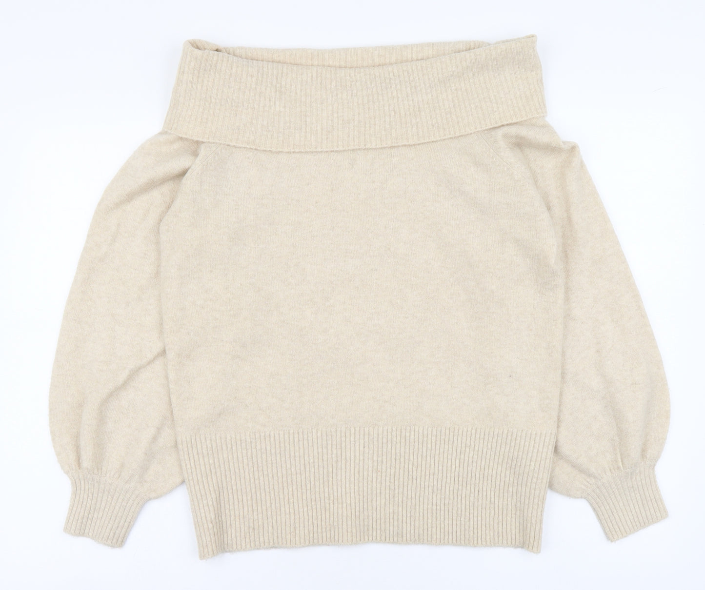 River Island Womens Beige Roll Neck Acrylic Pullover Jumper Size M