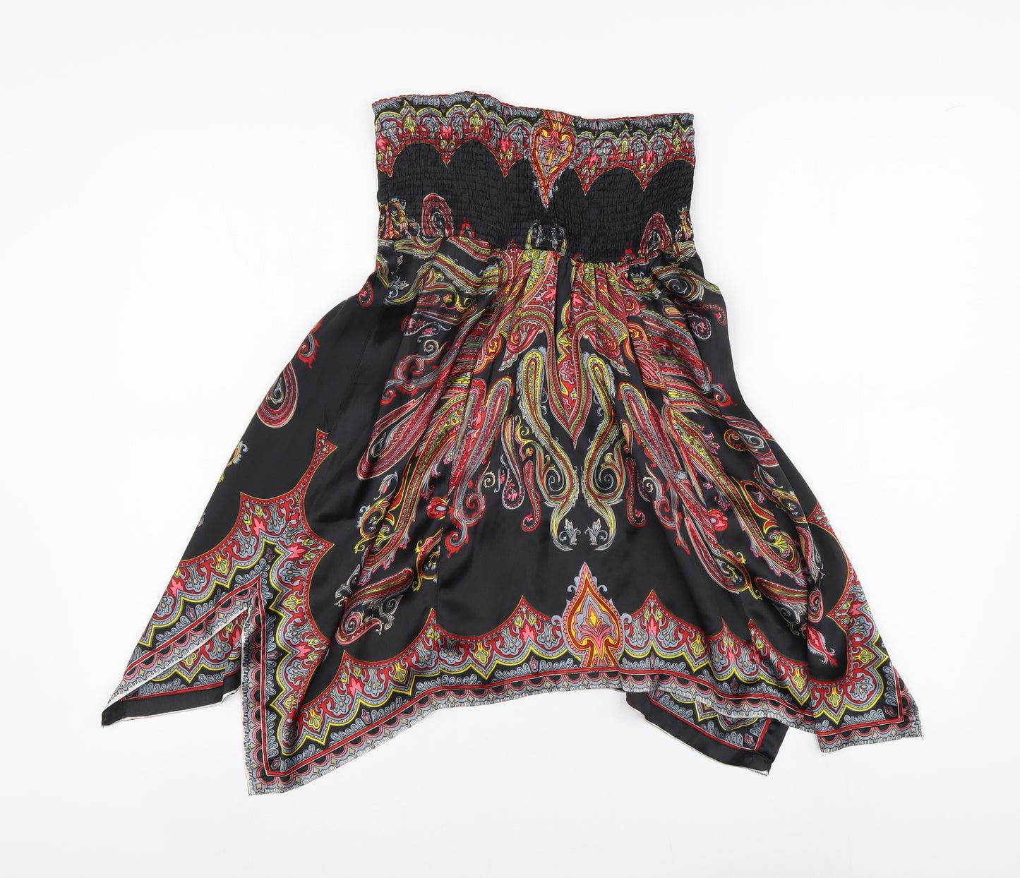 SheIn Womens Black Geometric Polyester A-Line Skirt Size S Drawstring