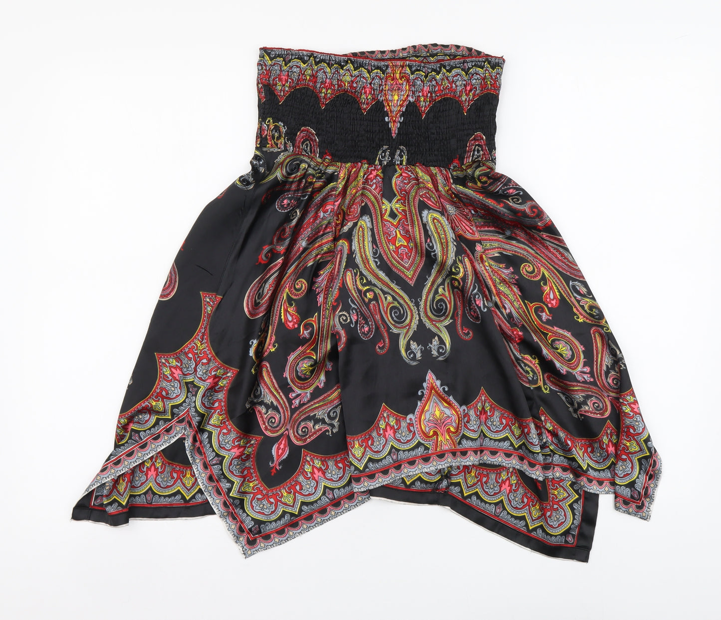 SheIn Womens Black Geometric Polyester A-Line Skirt Size S Drawstring