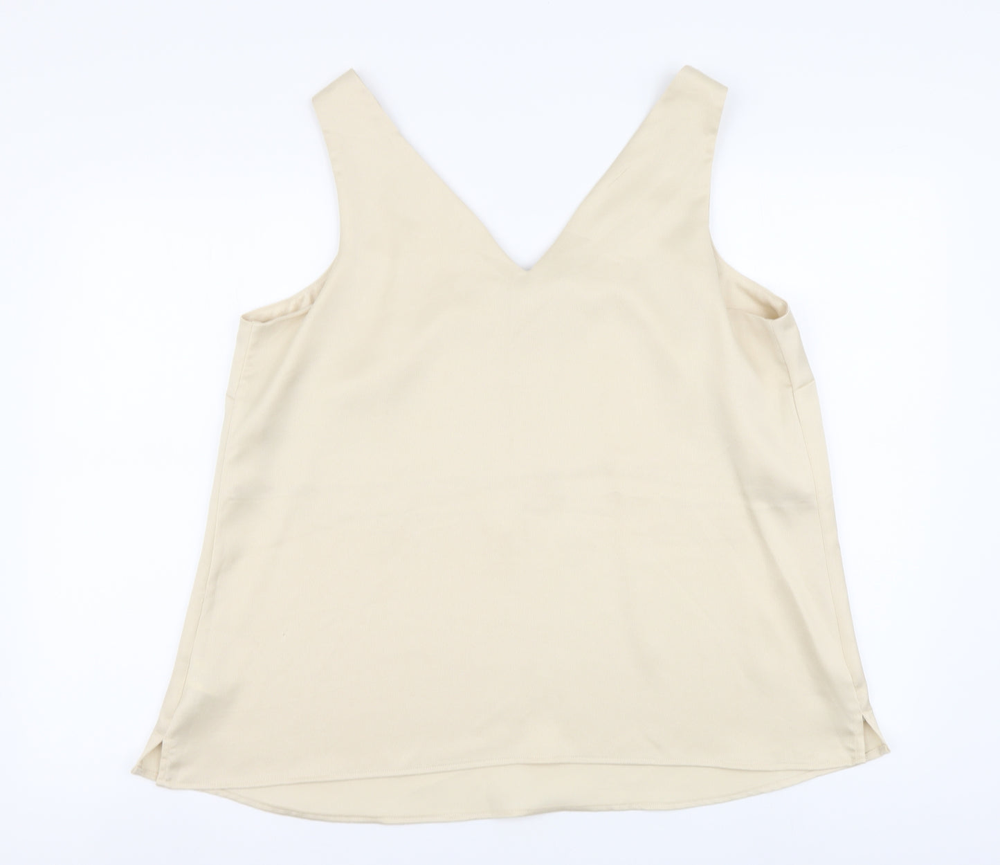 F&F Womens Beige Polyester Basic Tank Size 18 V-Neck