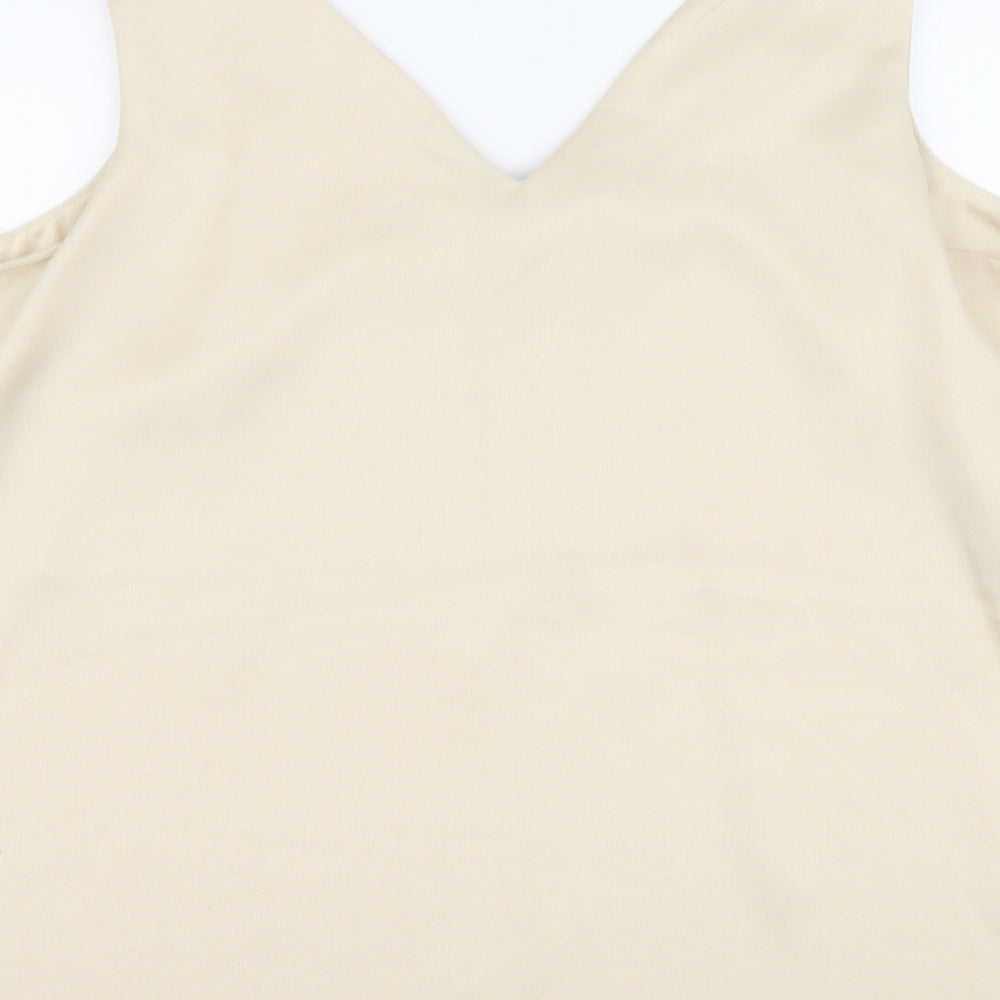 F&F Womens Beige Polyester Basic Tank Size 18 V-Neck