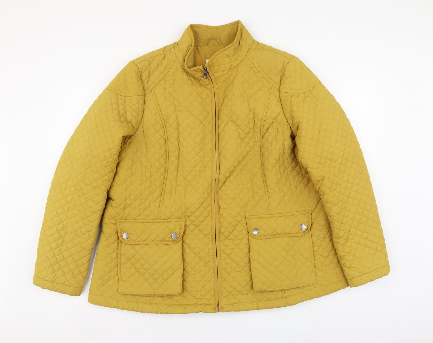 Marks and Spencer Womens Yellow Quilted Jacket Size 20 Zip