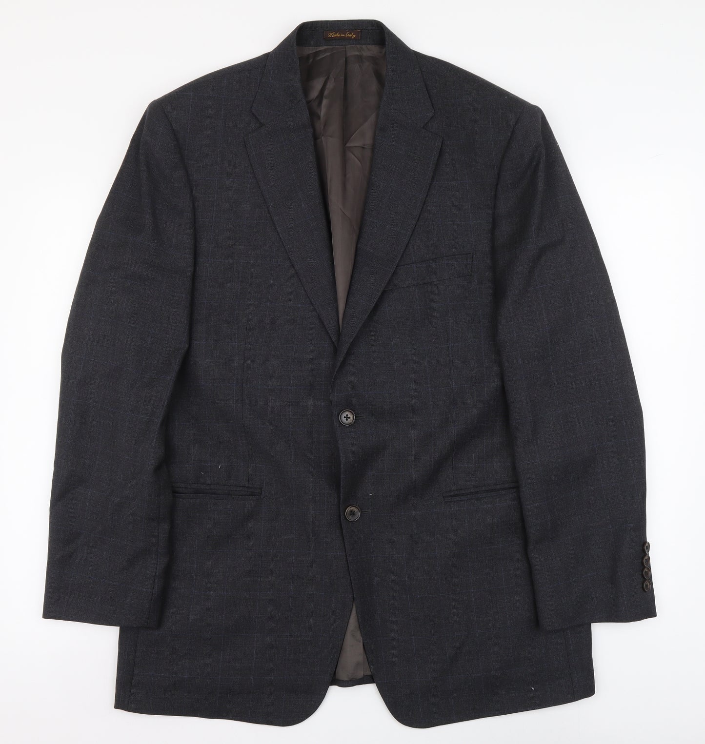 Marks and Spencer Mens Grey Plaid Wool Jacket Suit Jacket Size L