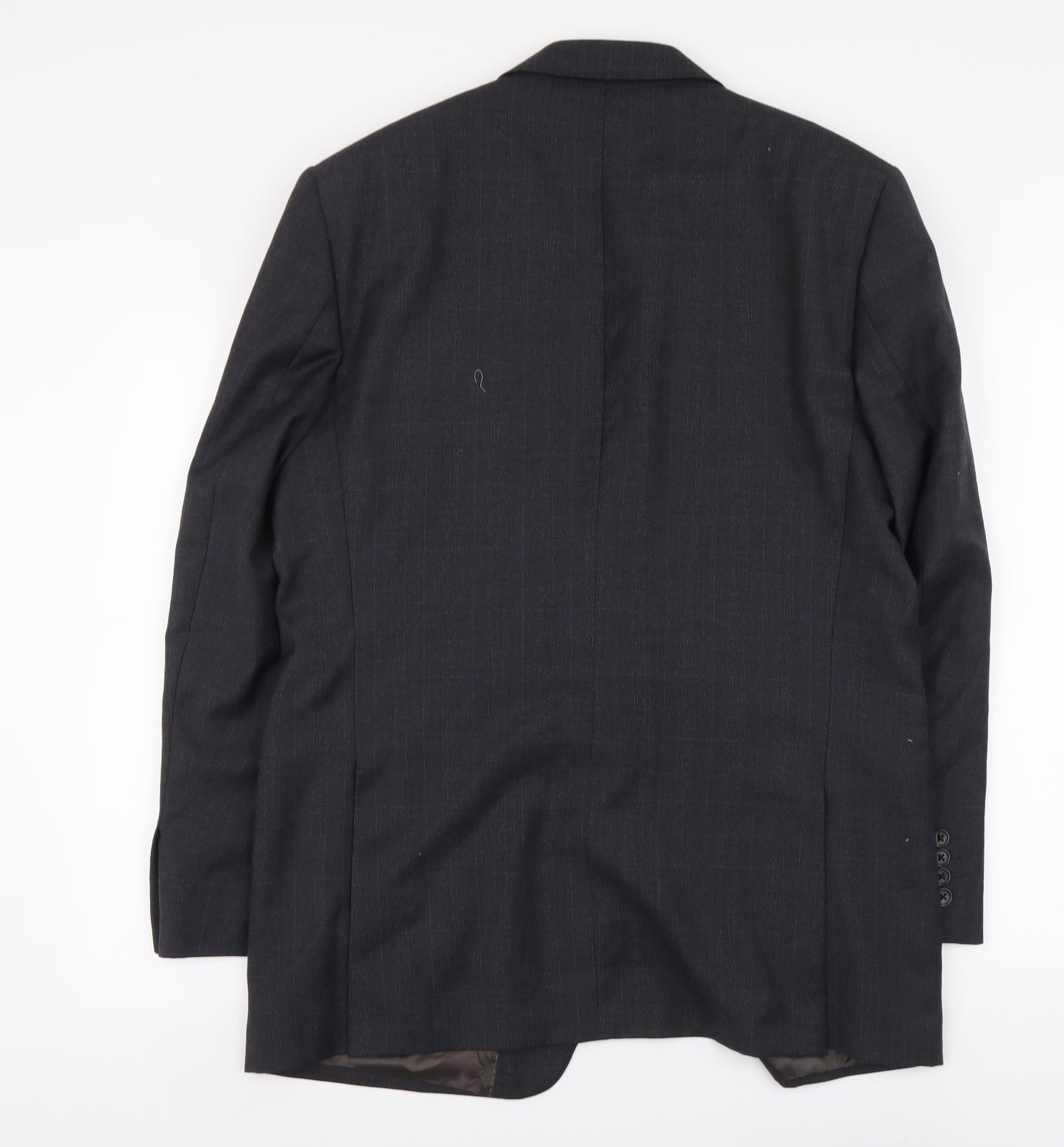 Marks and Spencer Mens Grey Plaid Wool Jacket Suit Jacket Size L