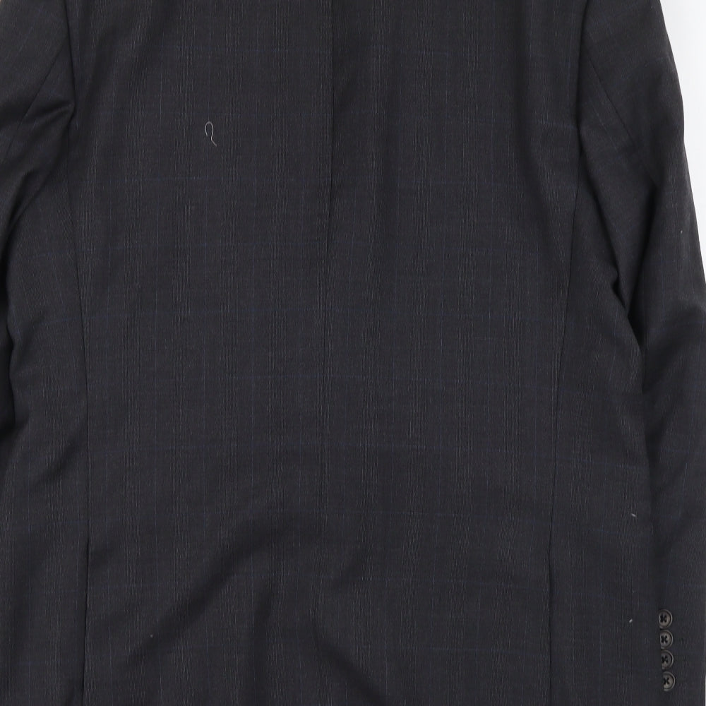 Marks and Spencer Mens Grey Plaid Wool Jacket Suit Jacket Size L