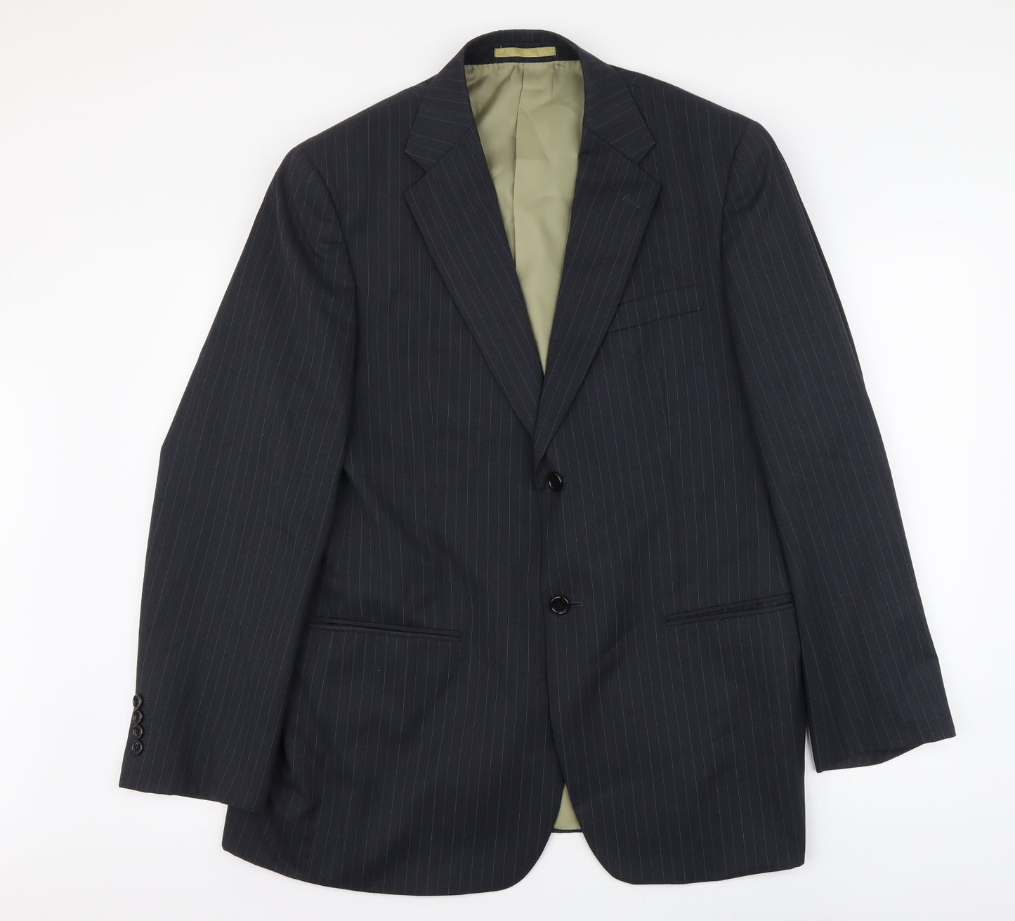 Pierre Cardin Mens Grey Striped Wool Jacket Suit Jacket Size L