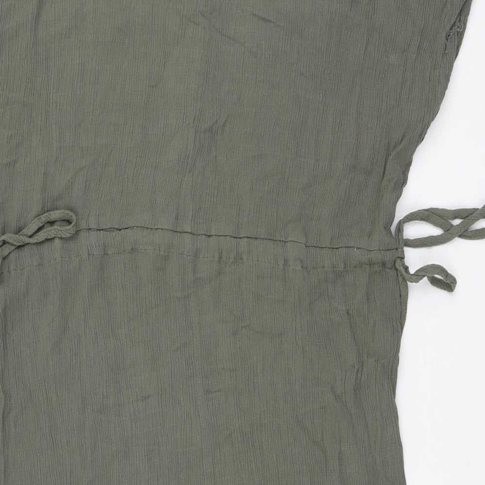 Primark Womens Green Viscose A-Line Size 18 Round Neck Button