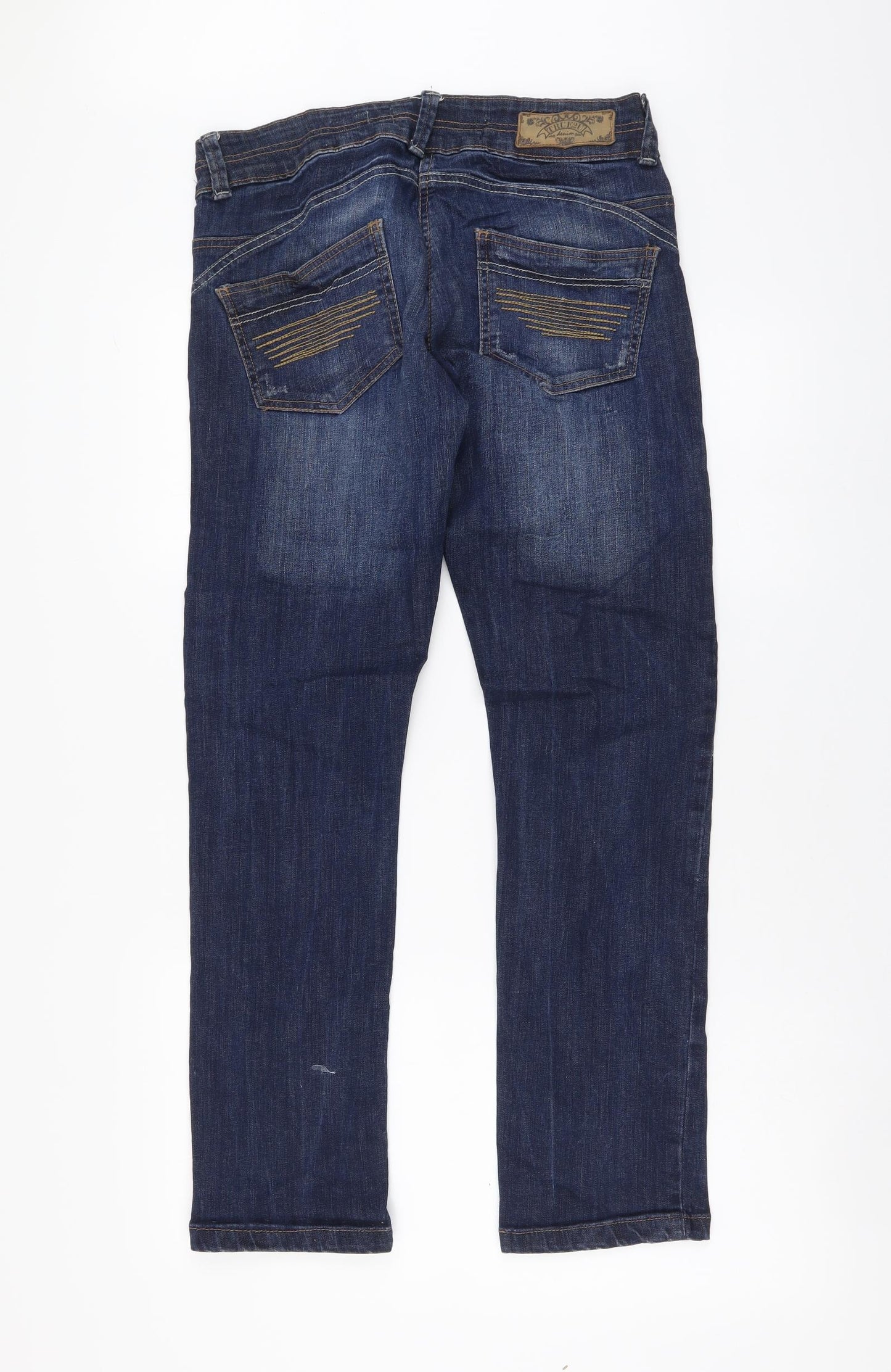 True2u Womens Blue Cotton Straight Jeans Size 14 L29 in Regular Button