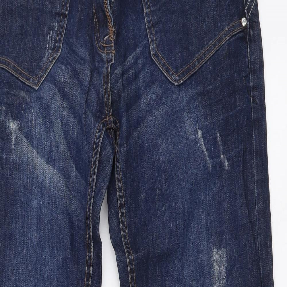 True2u Womens Blue Cotton Straight Jeans Size 14 L29 in Regular Button