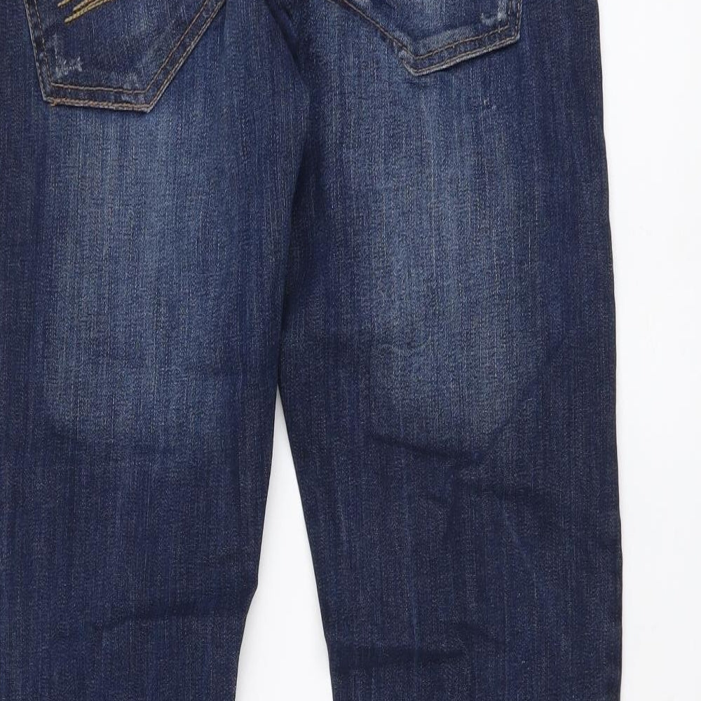 True2u Womens Blue Cotton Straight Jeans Size 14 L29 in Regular Button