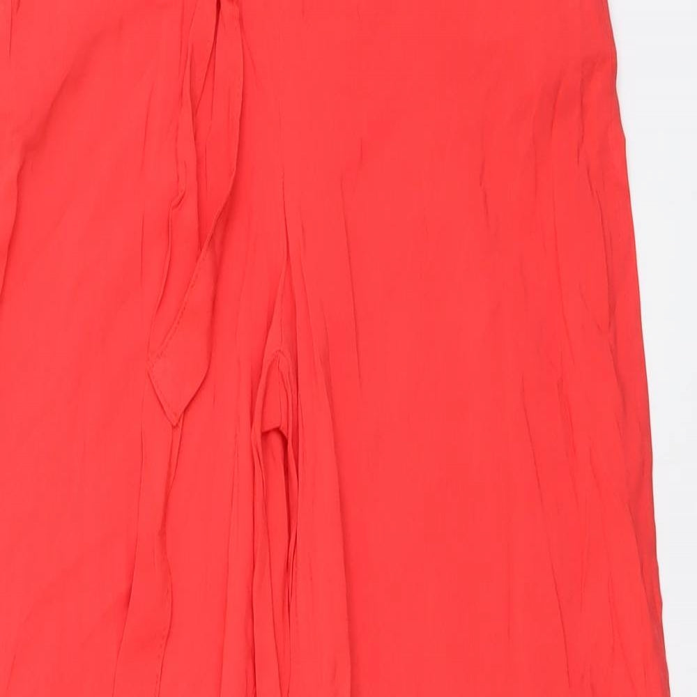 Primark Womens Red Viscose Trousers Size 8 L29 in Regular Drawstring