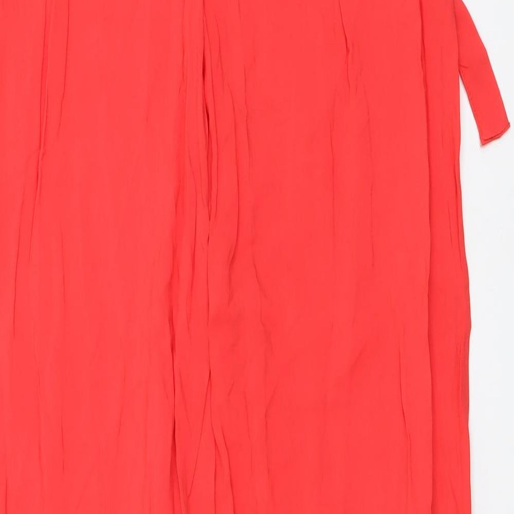 Primark Womens Red Viscose Trousers Size 8 L29 in Regular Drawstring