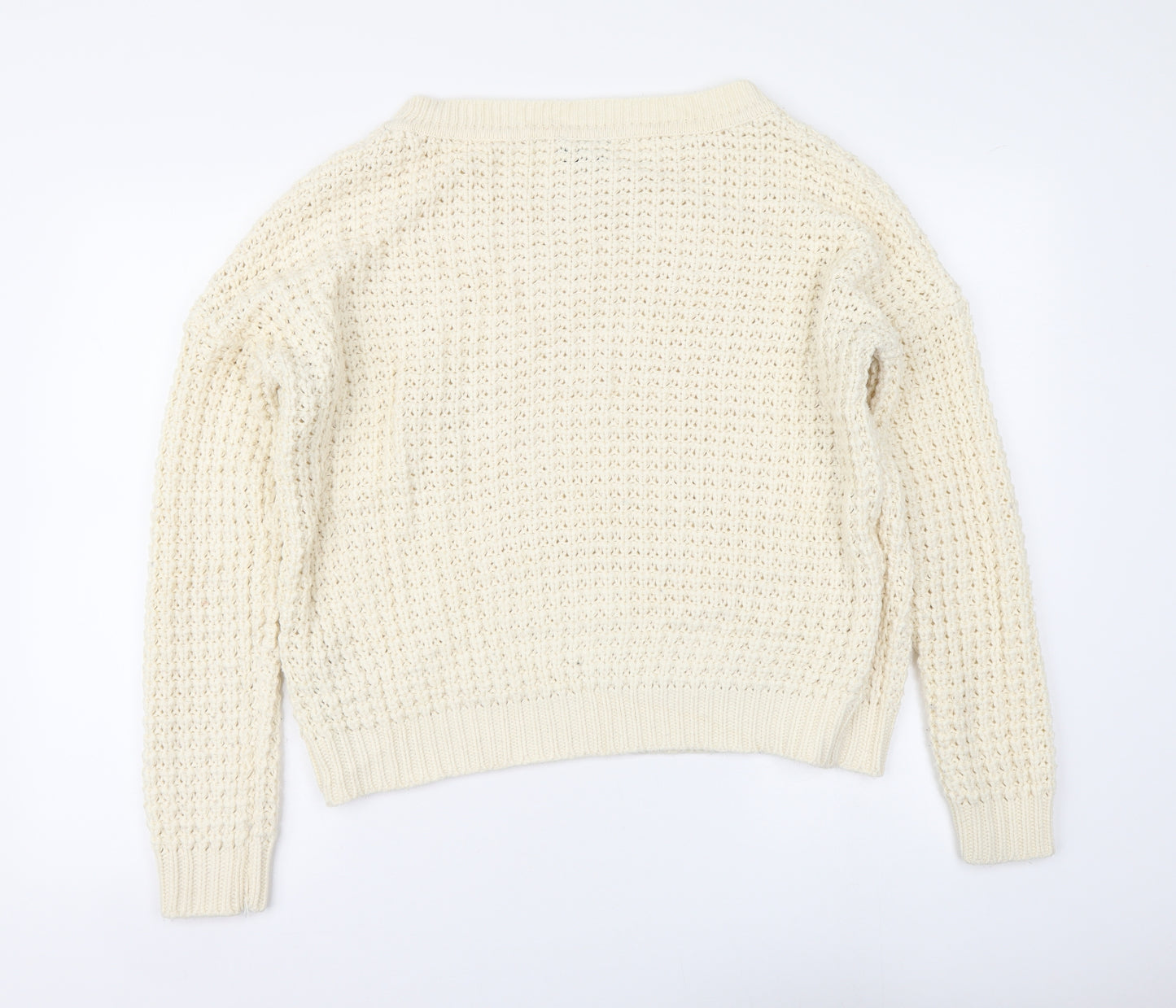 VILA Womens Beige Round Neck Acrylic Pullover Jumper Size M