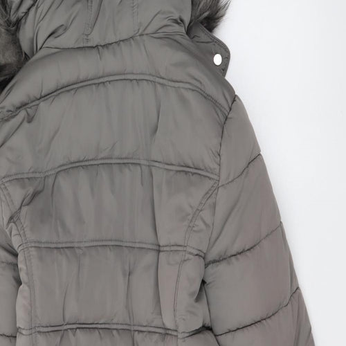 New Look Womens Grey Parka Jacket Size 10 Zip