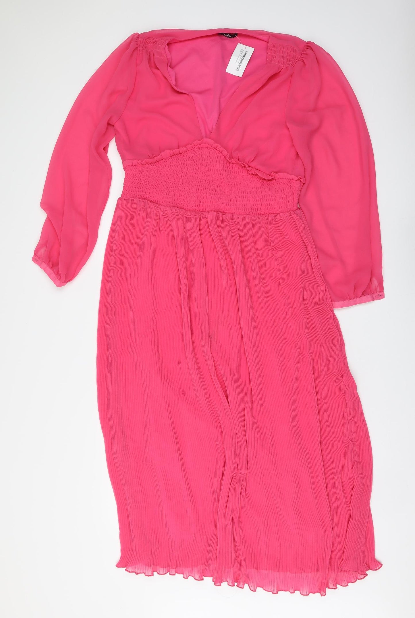 Wallis Womens Pink Polyester Maxi Size 16 V-Neck Pullover