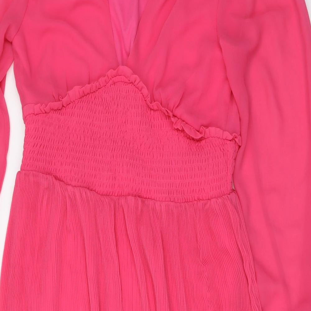 Wallis Womens Pink Polyester Maxi Size 16 V-Neck Pullover