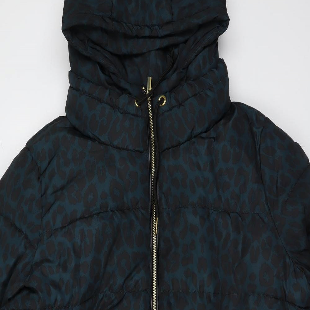Love Coats Womens Green Animal Print Rain Coat Coat Size 24 Zip