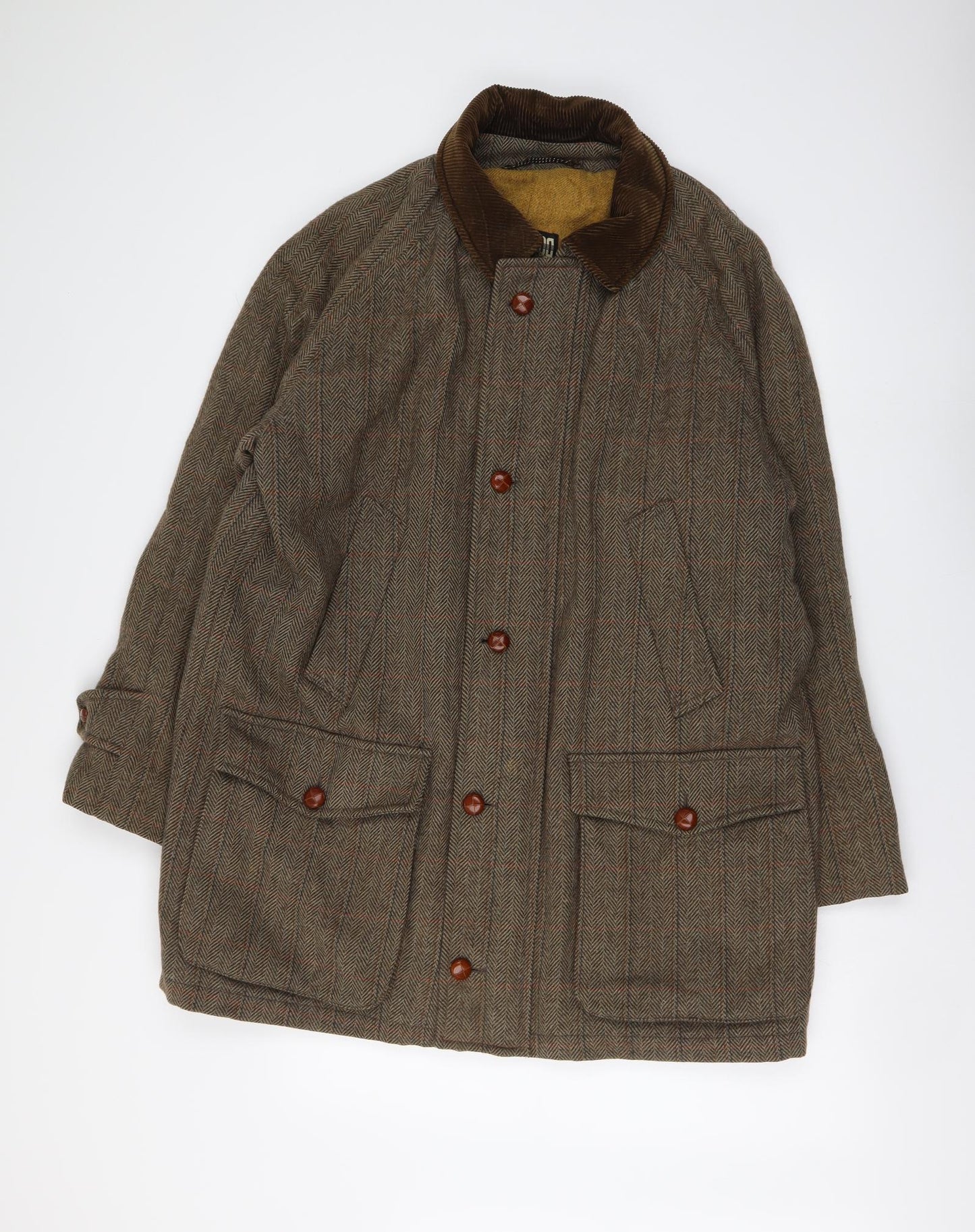 DAKS Mens Brown Overcoat Coat Size L Zip