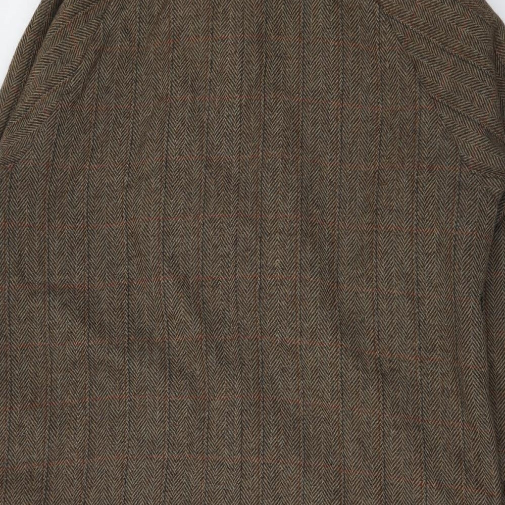 DAKS Mens Brown Overcoat Coat Size L Zip