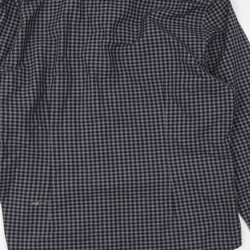 Burton Menswear Mens Grey Check Cotton Button-Up Size M Collared Button