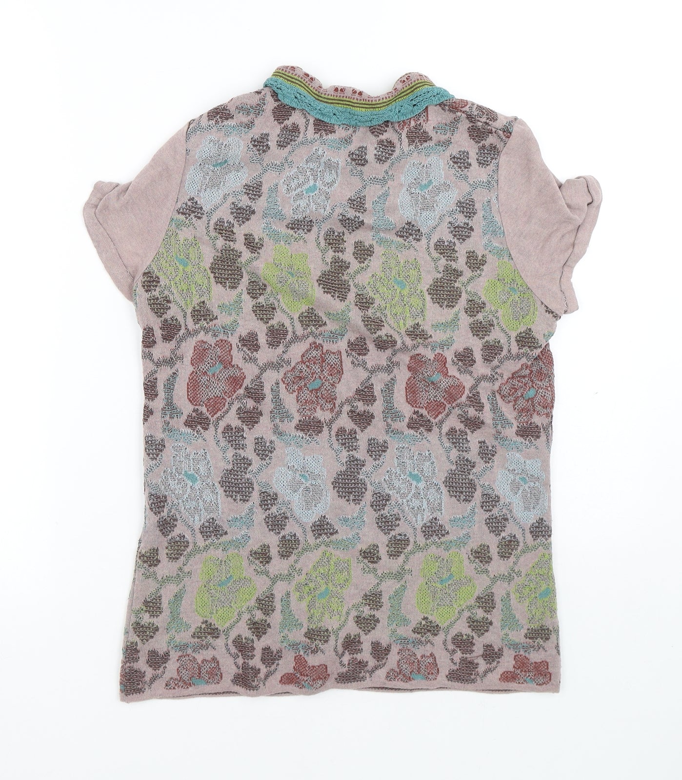 Catherine Andre Womens Multicoloured Floral Acrylic Basic Polo Size L Collared - Flowers
