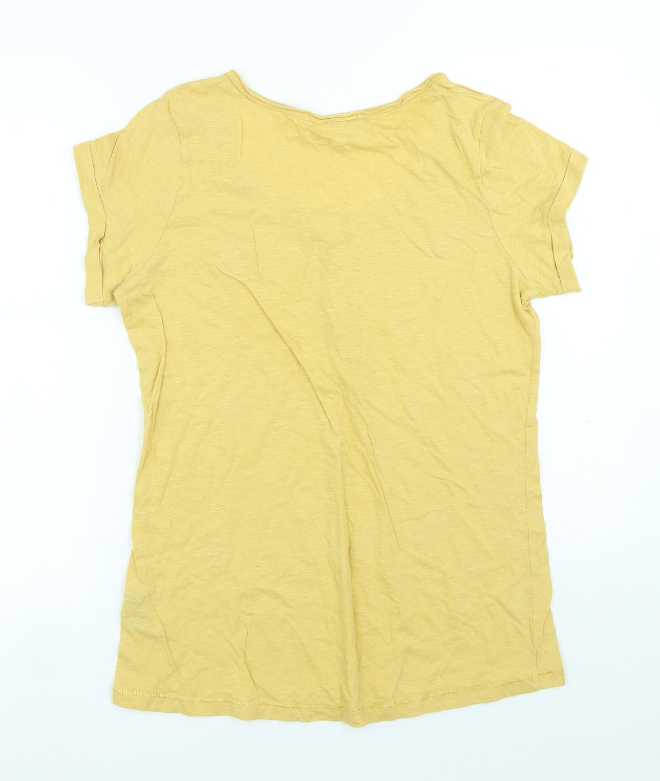 George Womens Yellow Cotton Basic T-Shirt Size 16 Henley