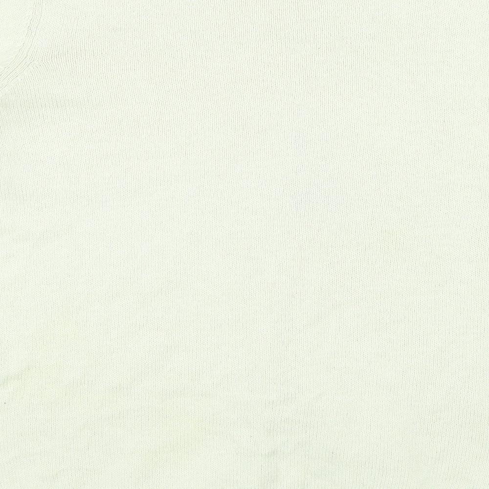 Marks and Spencer Womens White Round Neck Floral Cotton Pullover Jumper Size 16