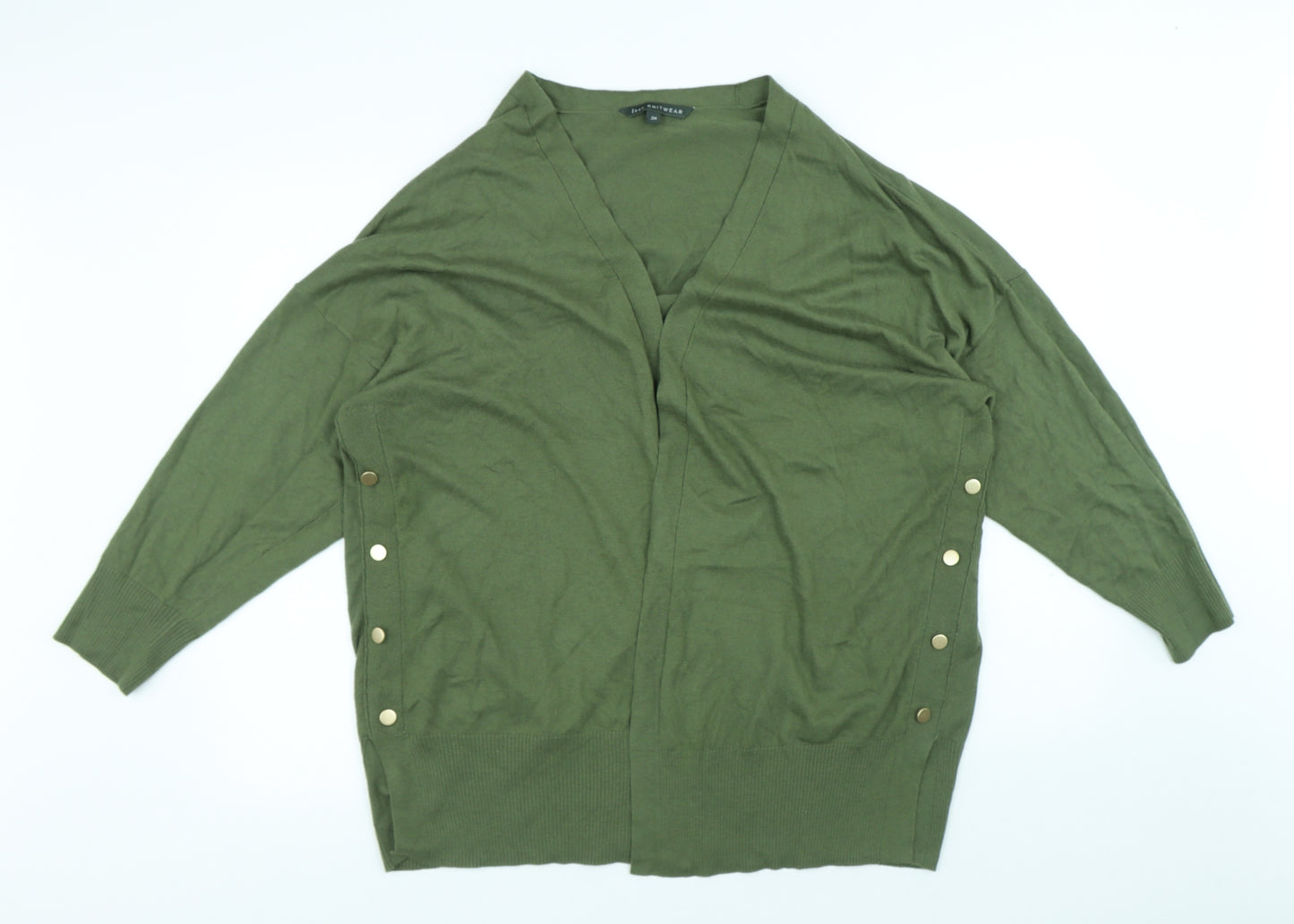 Love Knitwear Womens Green V-Neck Acrylic Cardigan Jumper Size 24