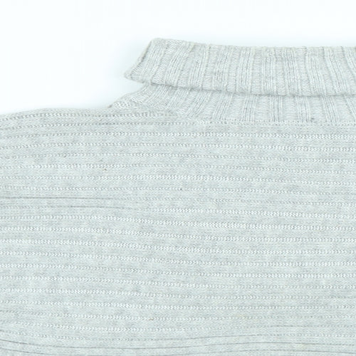 New Look Womens Grey Roll Neck Acrylic Pullover Jumper Size S - Cropped