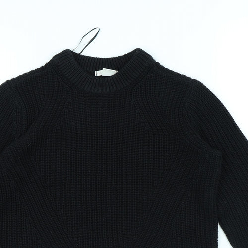 H&M Womens Black Round Neck Cotton Pullover Jumper Size XS