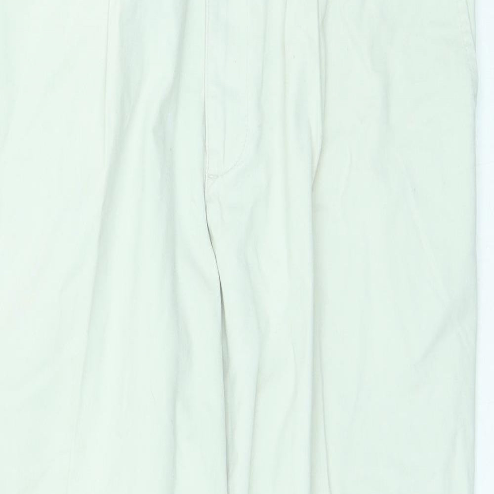 Atlantic Bay Mens Beige Cotton Chino Trousers Size 34 in L27 in Regular Button