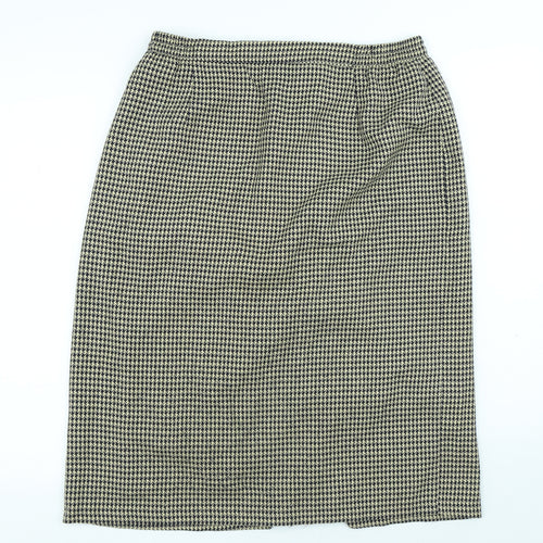 Compliments Womens Beige Geometric Polyester A-Line Skirt Size 18 Button
