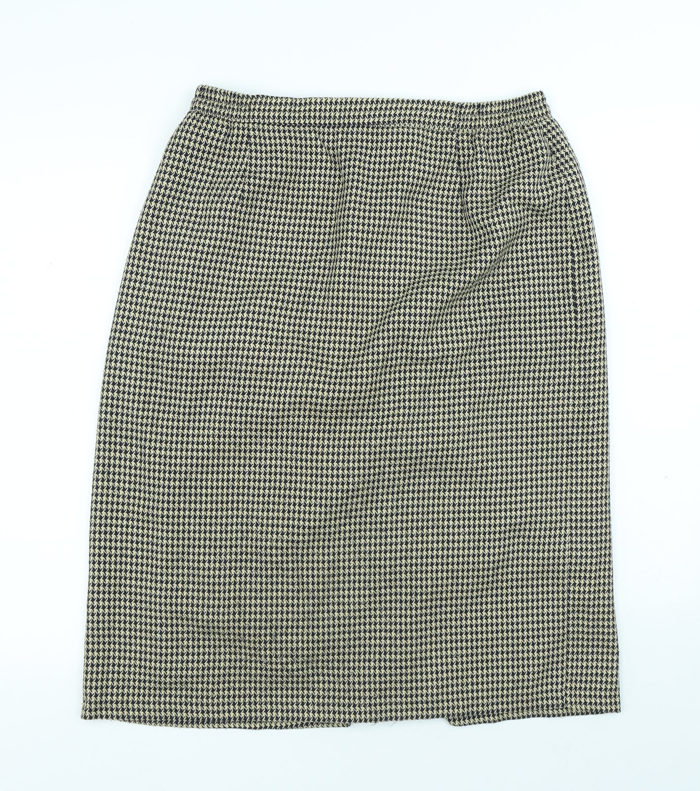 Compliments Womens Beige Geometric Polyester A-Line Skirt Size 18 Button