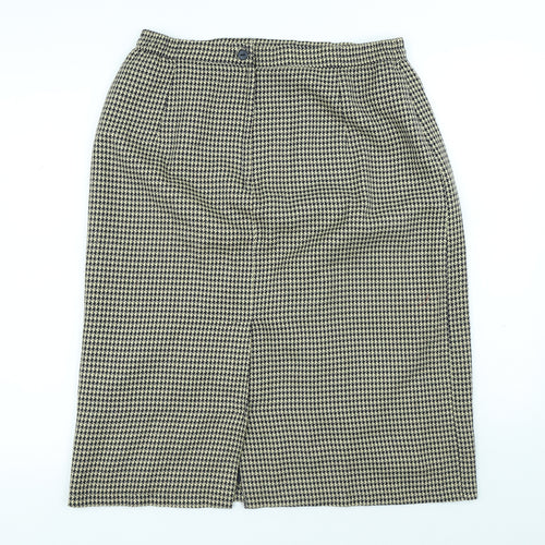 Compliments Womens Beige Geometric Polyester A-Line Skirt Size 18 Button