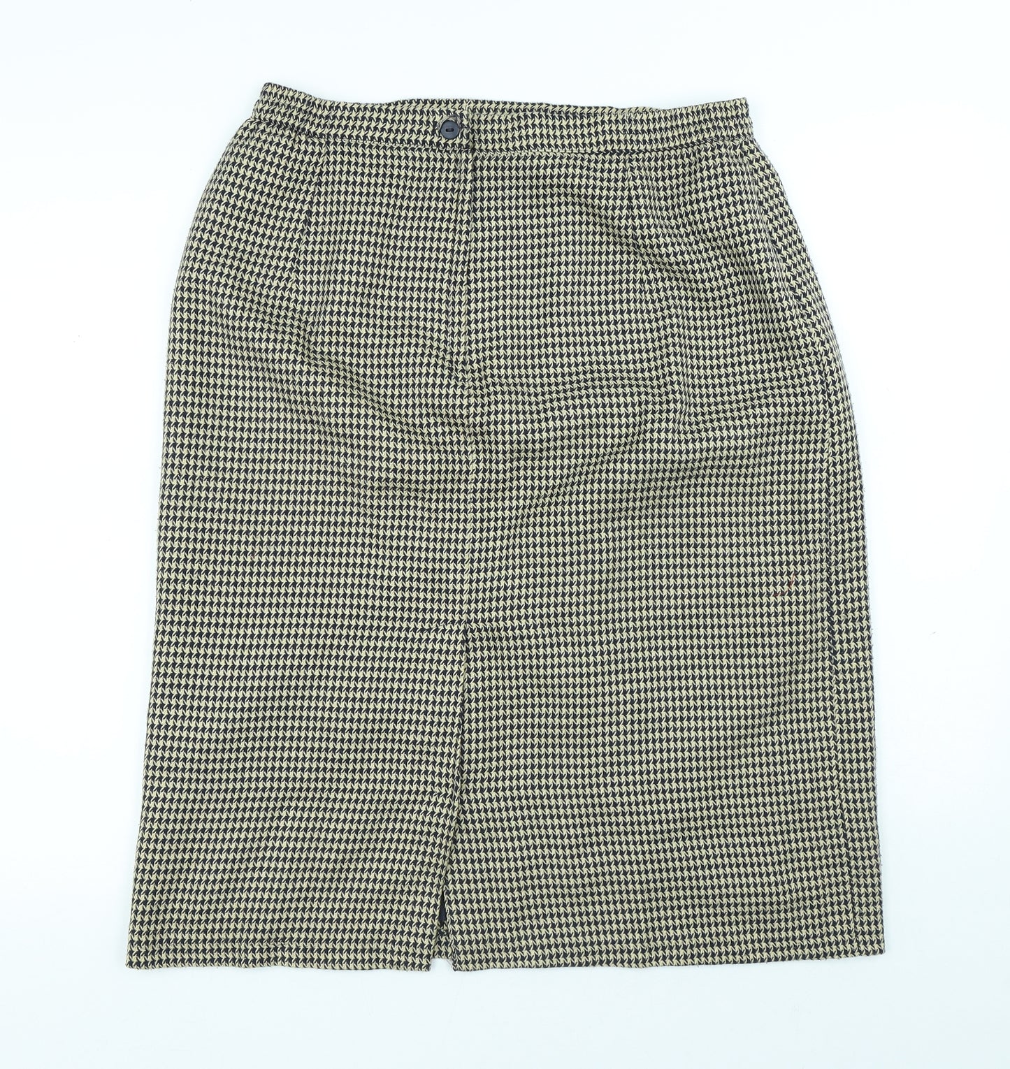 Compliments Womens Beige Geometric Polyester A-Line Skirt Size 18 Button