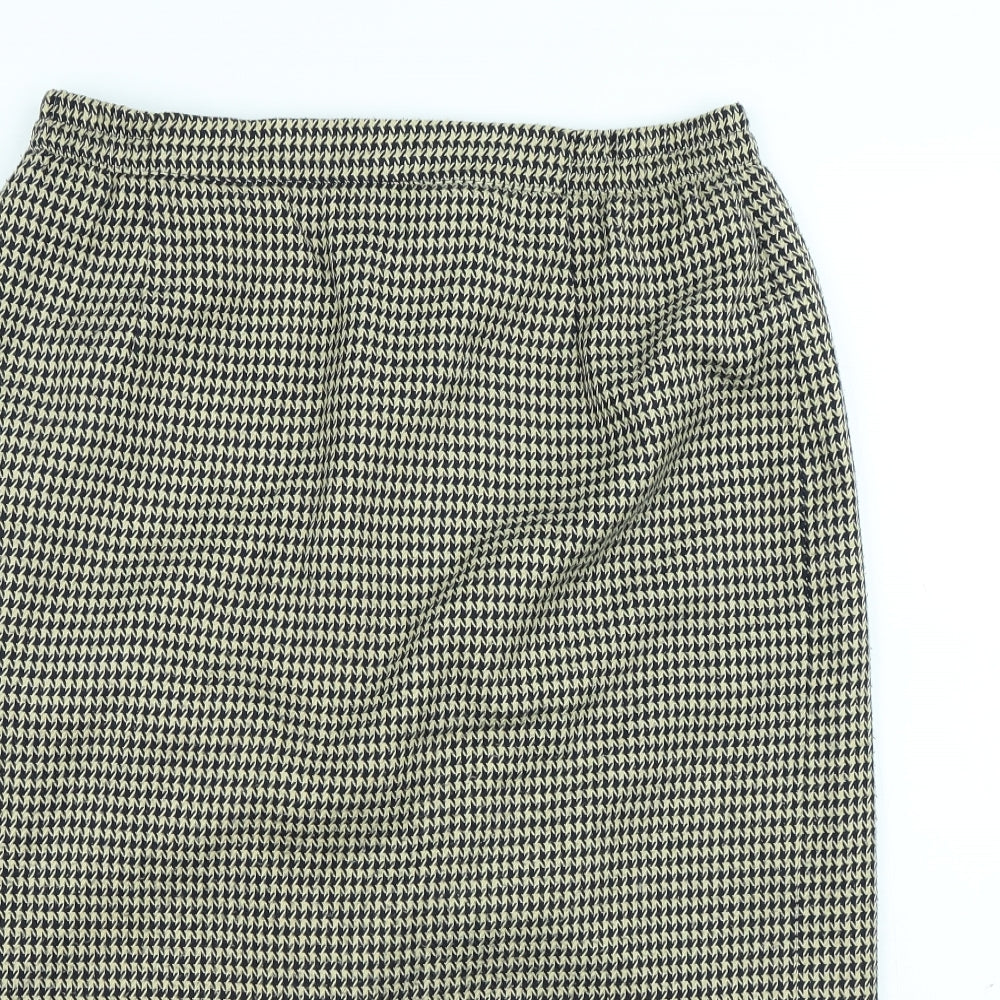 Compliments Womens Beige Geometric Polyester A-Line Skirt Size 18 Button