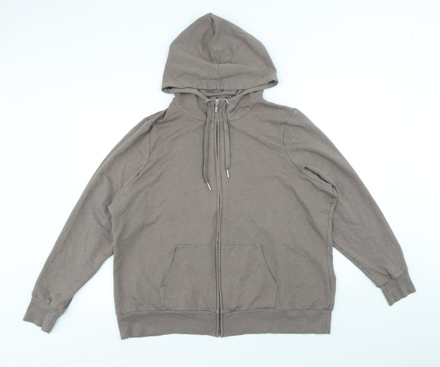 Marks and Spencer Womens Brown Cotton Full Zip Hoodie Size 22 Zip