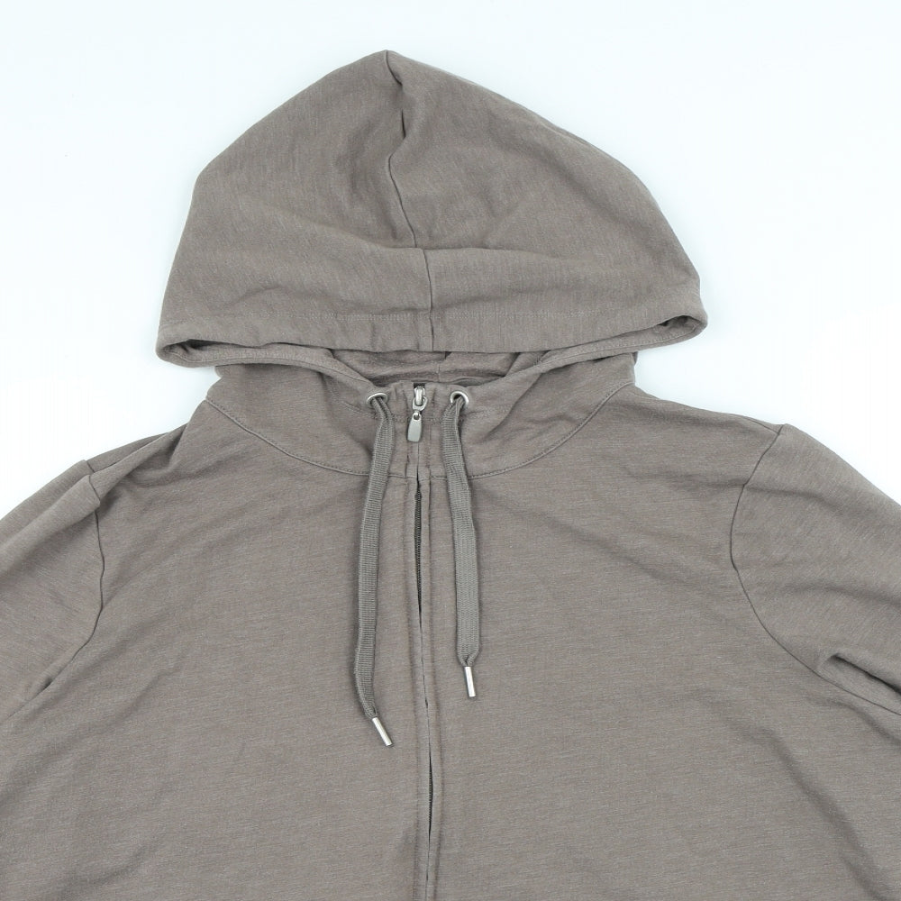Marks and Spencer Womens Brown Cotton Full Zip Hoodie Size 22 Zip