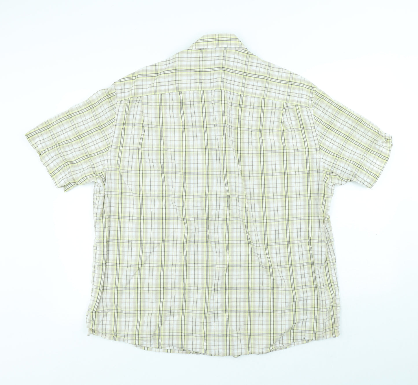 Marks and Spencer Mens Beige Plaid Cotton Button-Up Size XL Collared Button