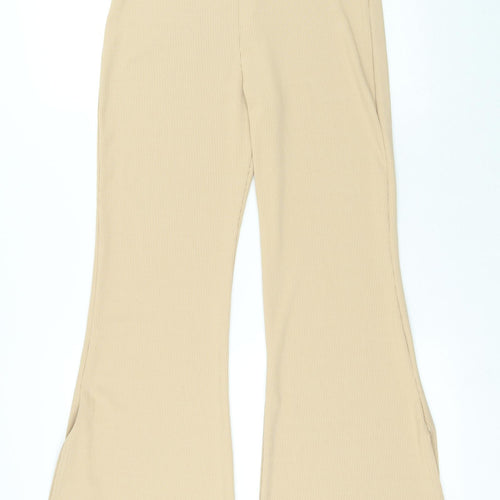 T.F.L Womens Beige Polyester Trousers Size 14 L33 in Regular