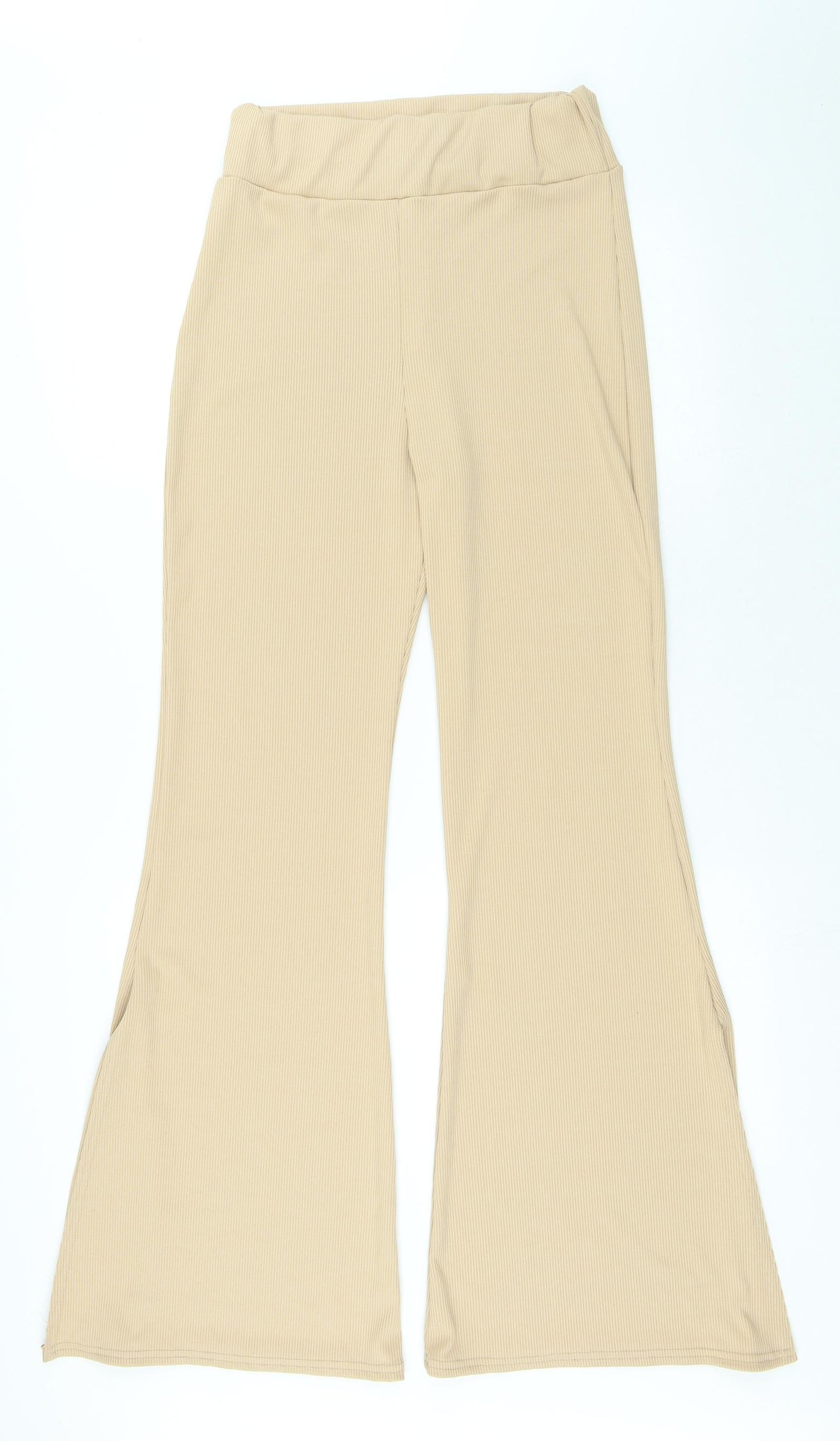 T.F.L Womens Beige Polyester Trousers Size 14 L33 in Regular