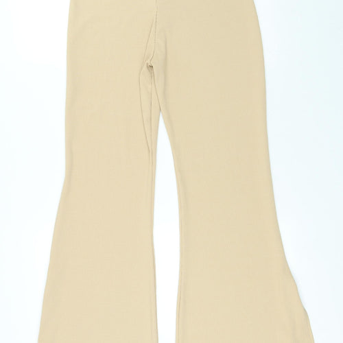 T.F.L Womens Beige Polyester Trousers Size 14 L33 in Regular