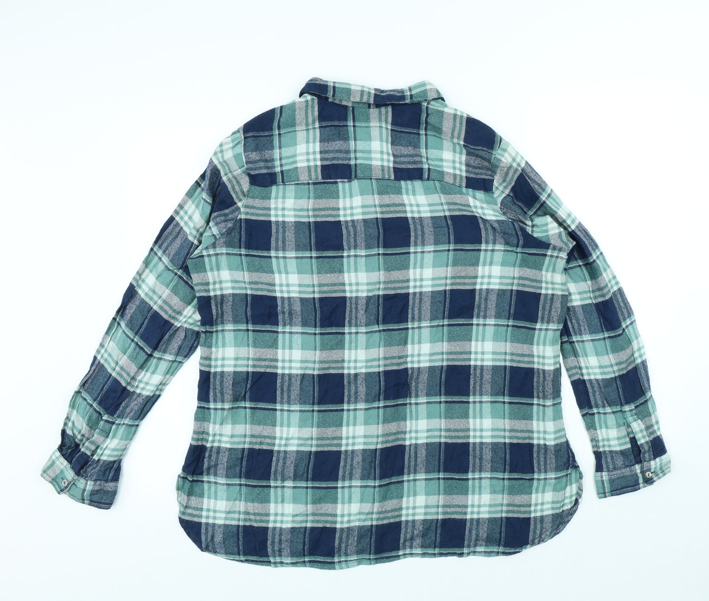 George Mens Blue Plaid Viscose Button-Up Size 20 Collared Button