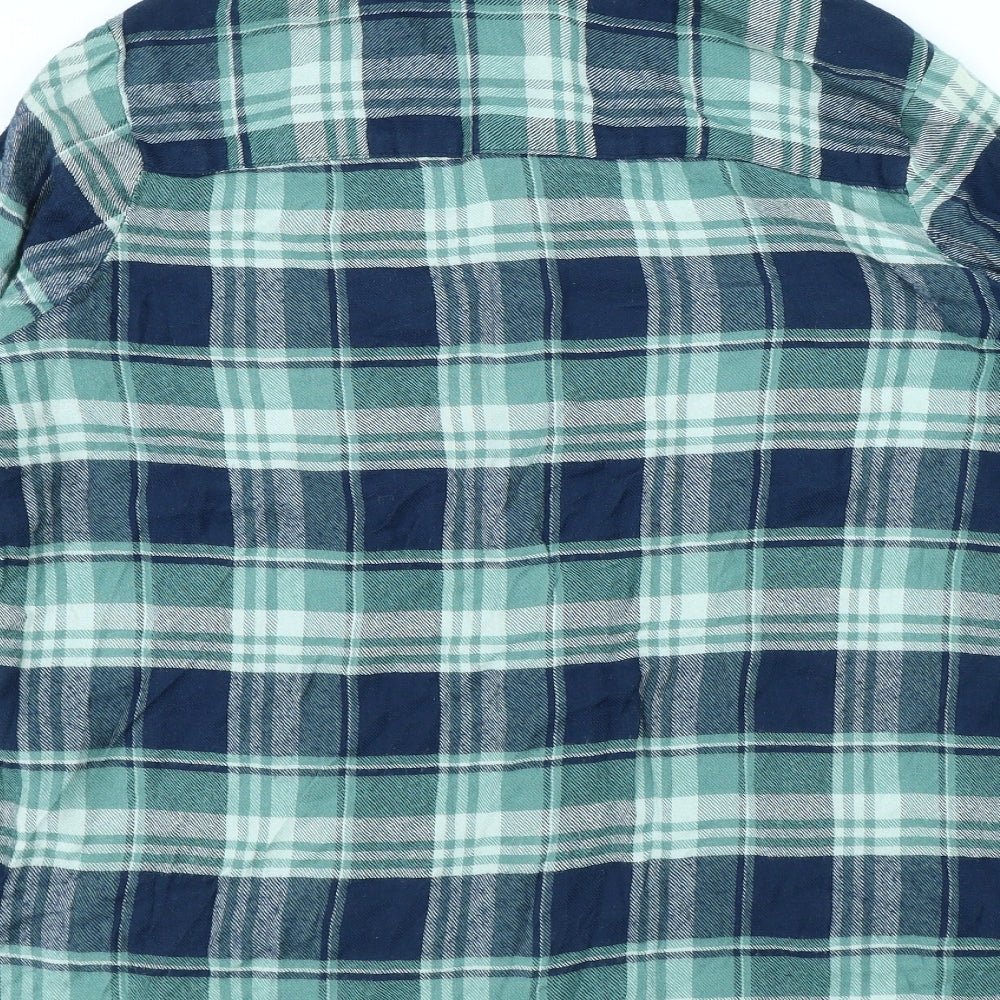 George Mens Blue Plaid Viscose Button-Up Size 20 Collared Button