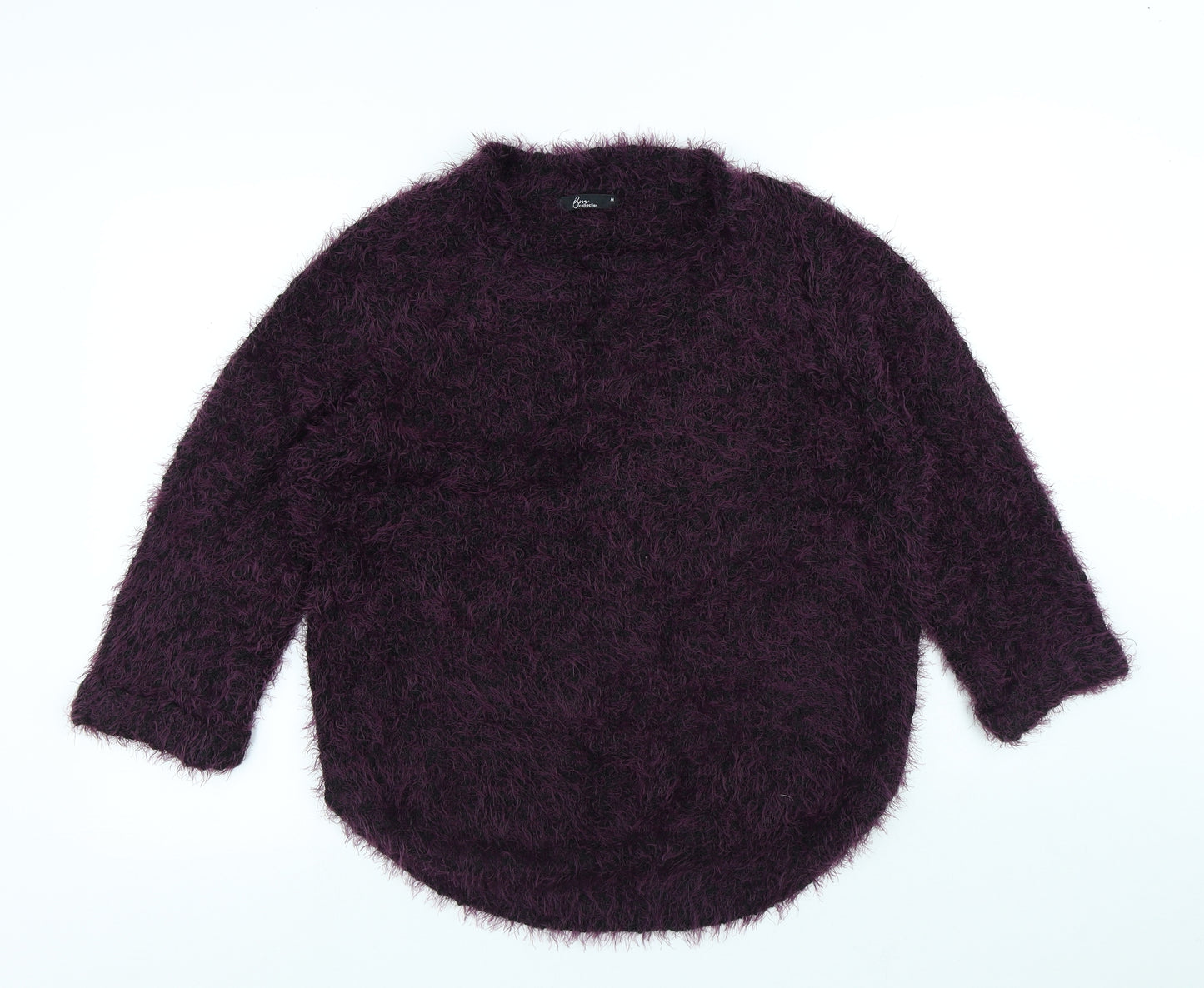 Bonmarché Womens Purple Round Neck Acrylic Pullover Jumper Size M